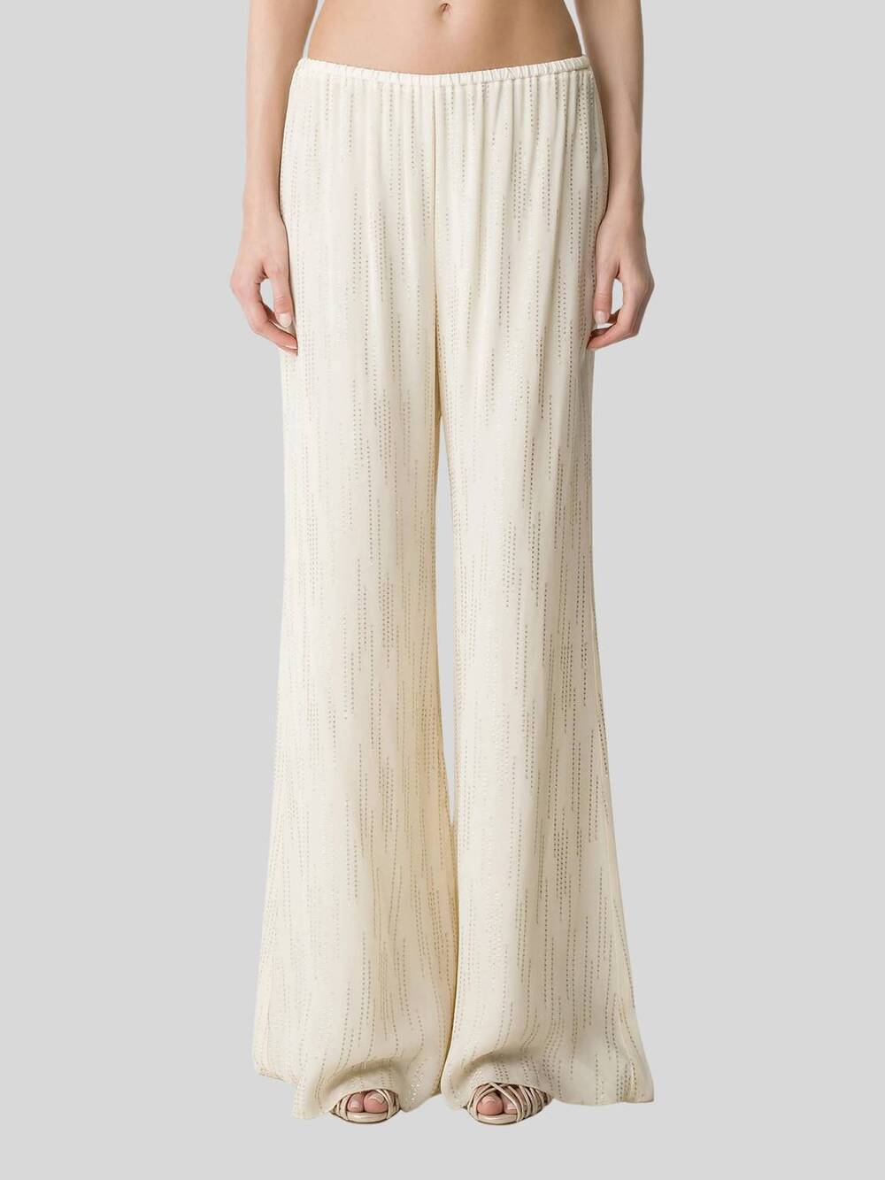 NEW FORTE FORTE les fils d' argent jacquard pants in ivory